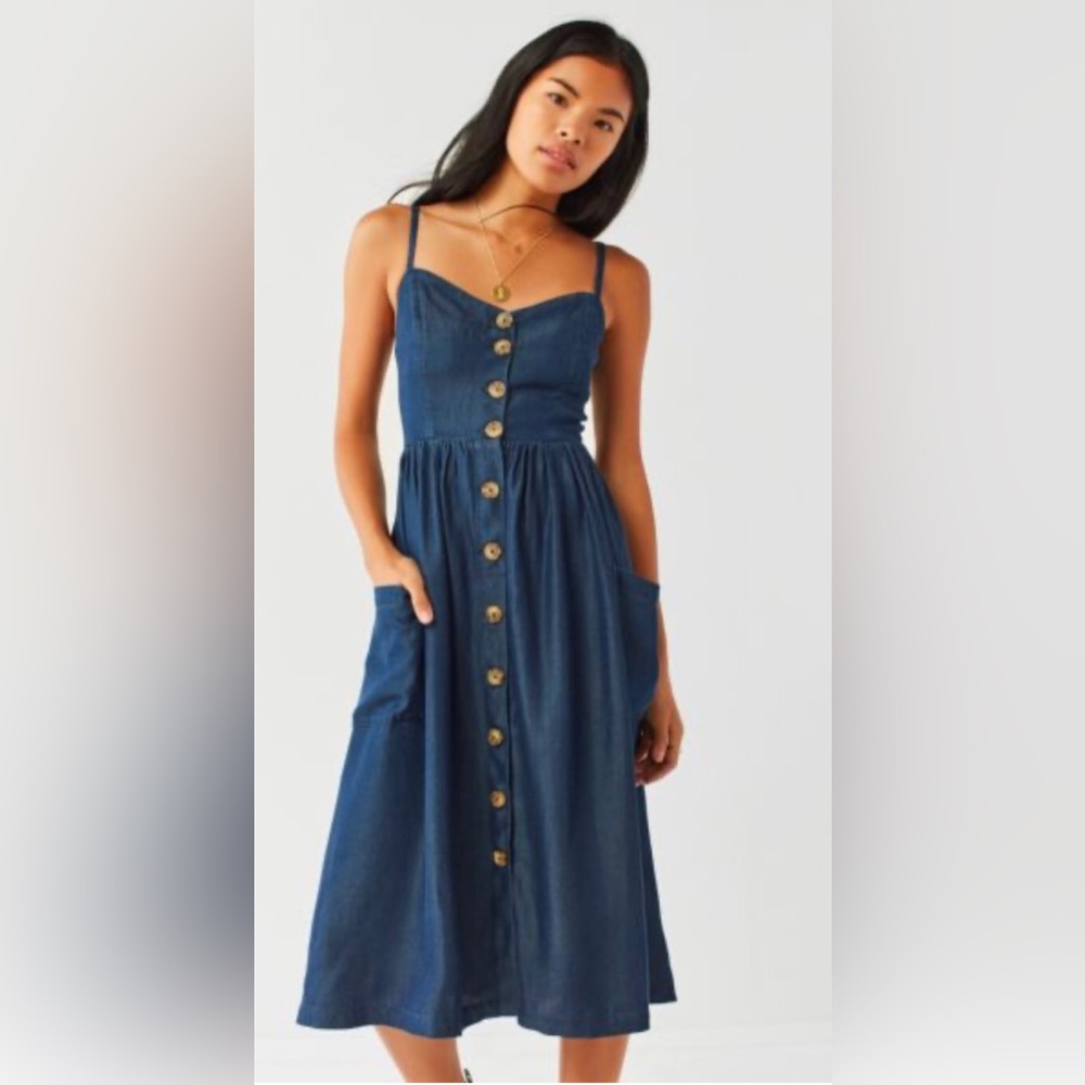 Urban Outfitters Emilia Denim Chambray Button Down Dress